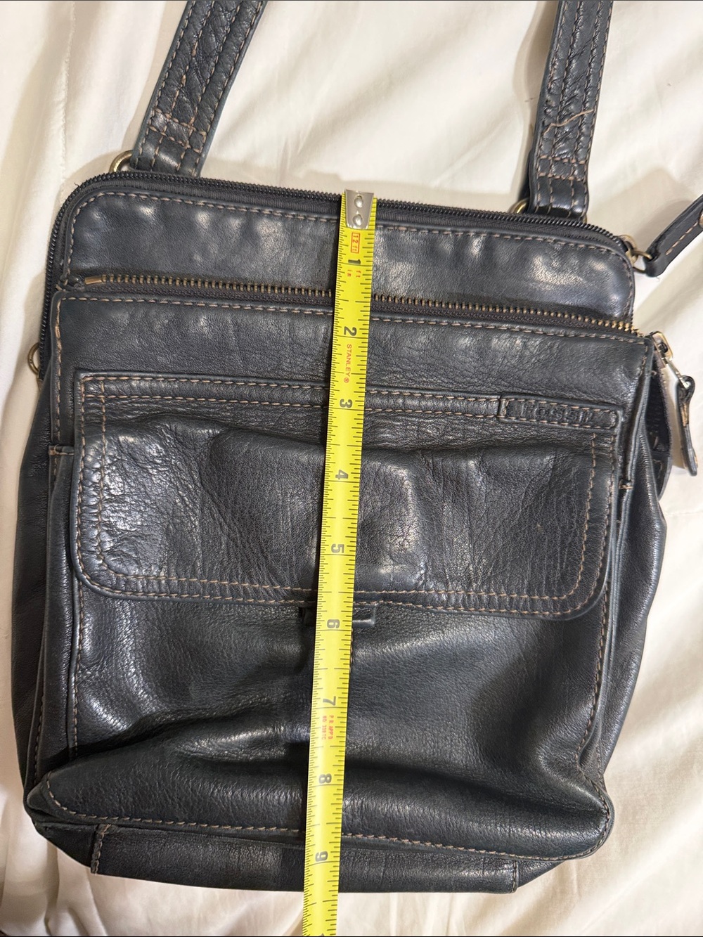 Fossil Black Leather Crossbody Organizer Bag - Picture 8 of 10